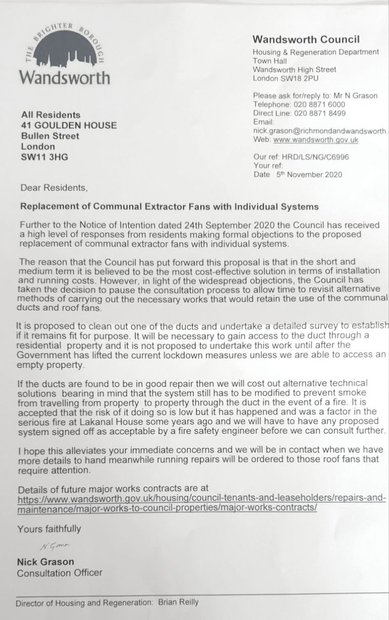 Major Works Extractor Fans Goulden House