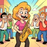 AI generated image of a woman playing saxophone